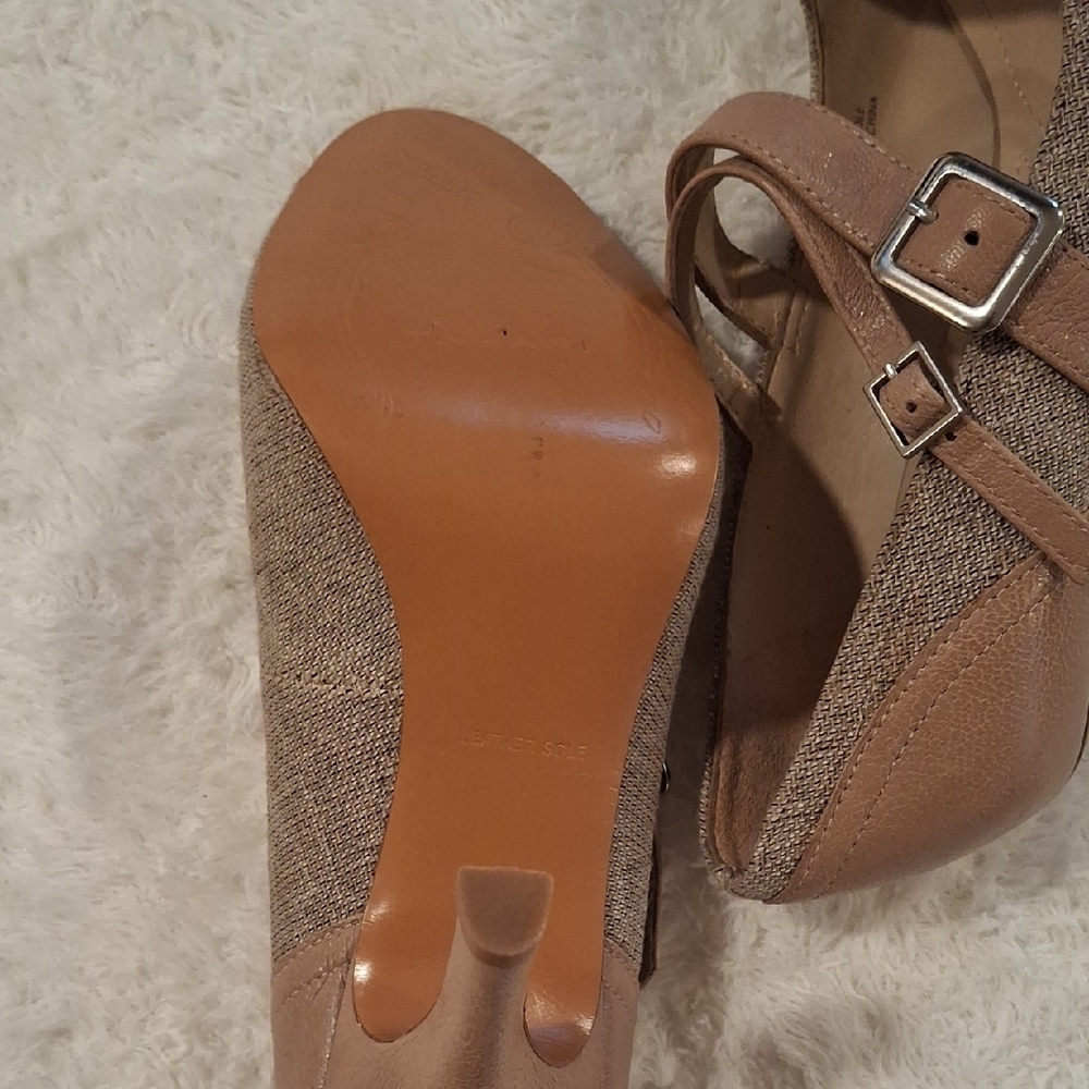 Tahari Tan Suede Mary Jane Heels - Picture 8 of 9